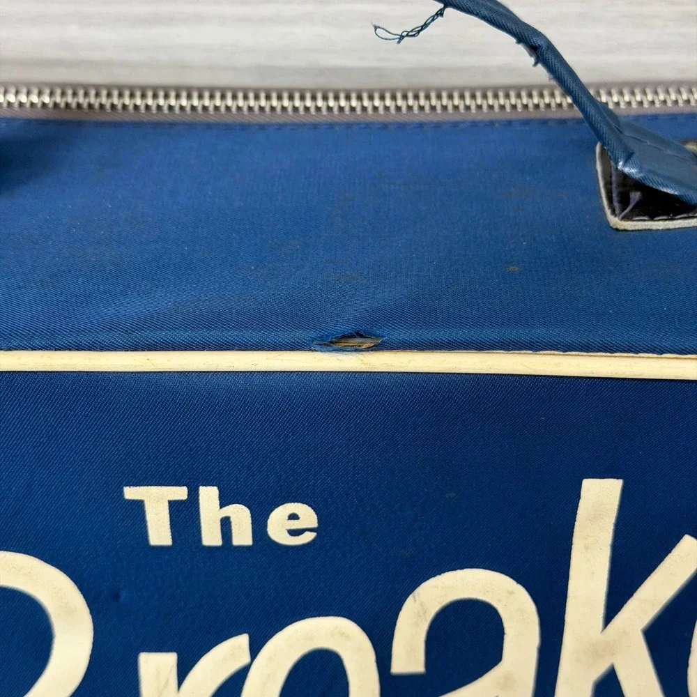Vintage The Breakers Waikiki Hawaii Souvenir Travel Bag Natco Blue Suitcase